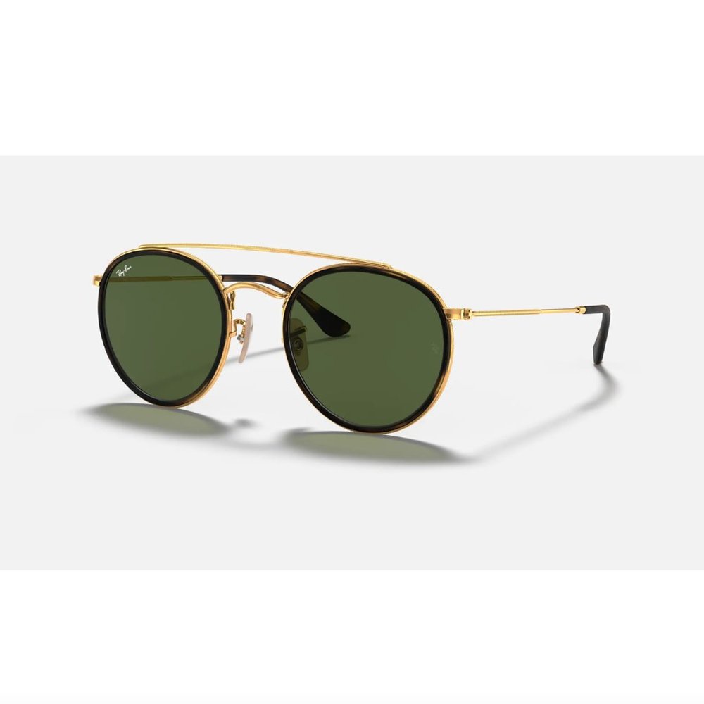 NEW Ray-Ban Round Double Bridge Green Classic G-15 Gold Frame